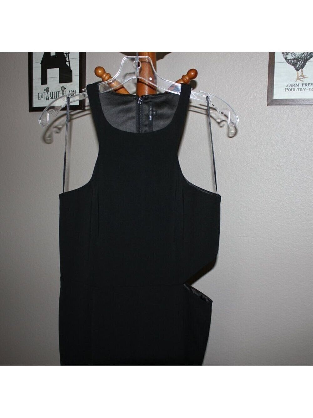Jay Godfrey Wide Leg Jumpsuit Black Side Cutout Womens Size 8 Sophisticated EUC - Picture 4 of 12